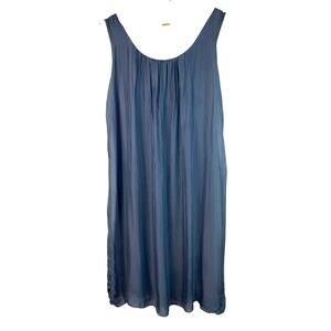 Angela Mara Women's Size M Slate Blue Silk Blend Sleeveless Slip Dress